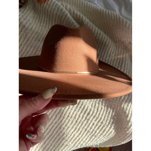 Unbranded Accessories - Womens Brown Felt Fedora Hat with Gold Band